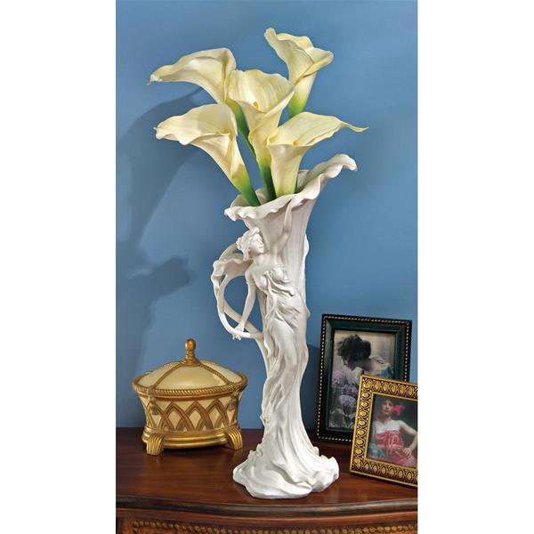Design Toscano Calla Lilly Maiden Art Nouveau Marble Resin Sculptural Vase WU10215